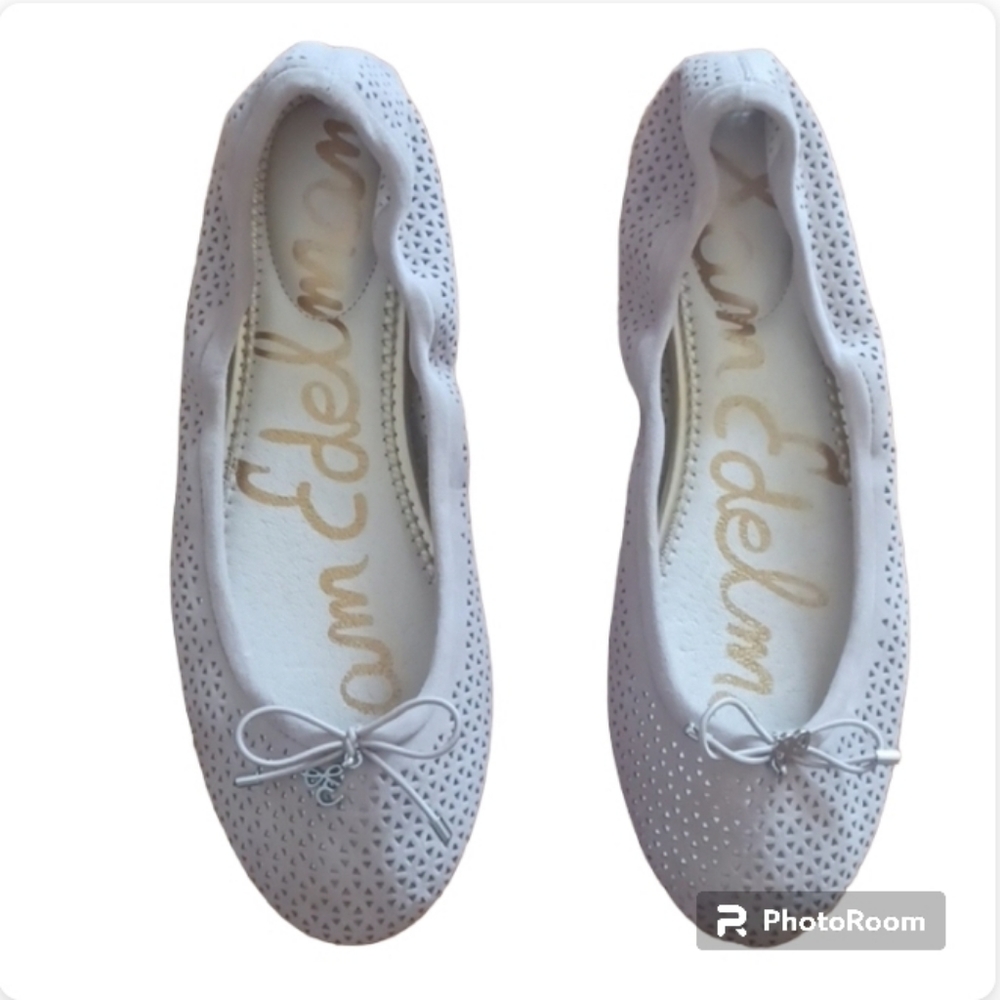 Sam Edelman Felicia Ballet Flats Size 7 pink taupe cream Suede Round Toe Slip On